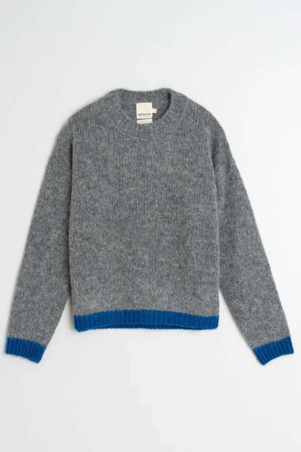 INDI AND COLD JUMPER XS / GREY BICOLOUR KNITTED SWEATER - EA555