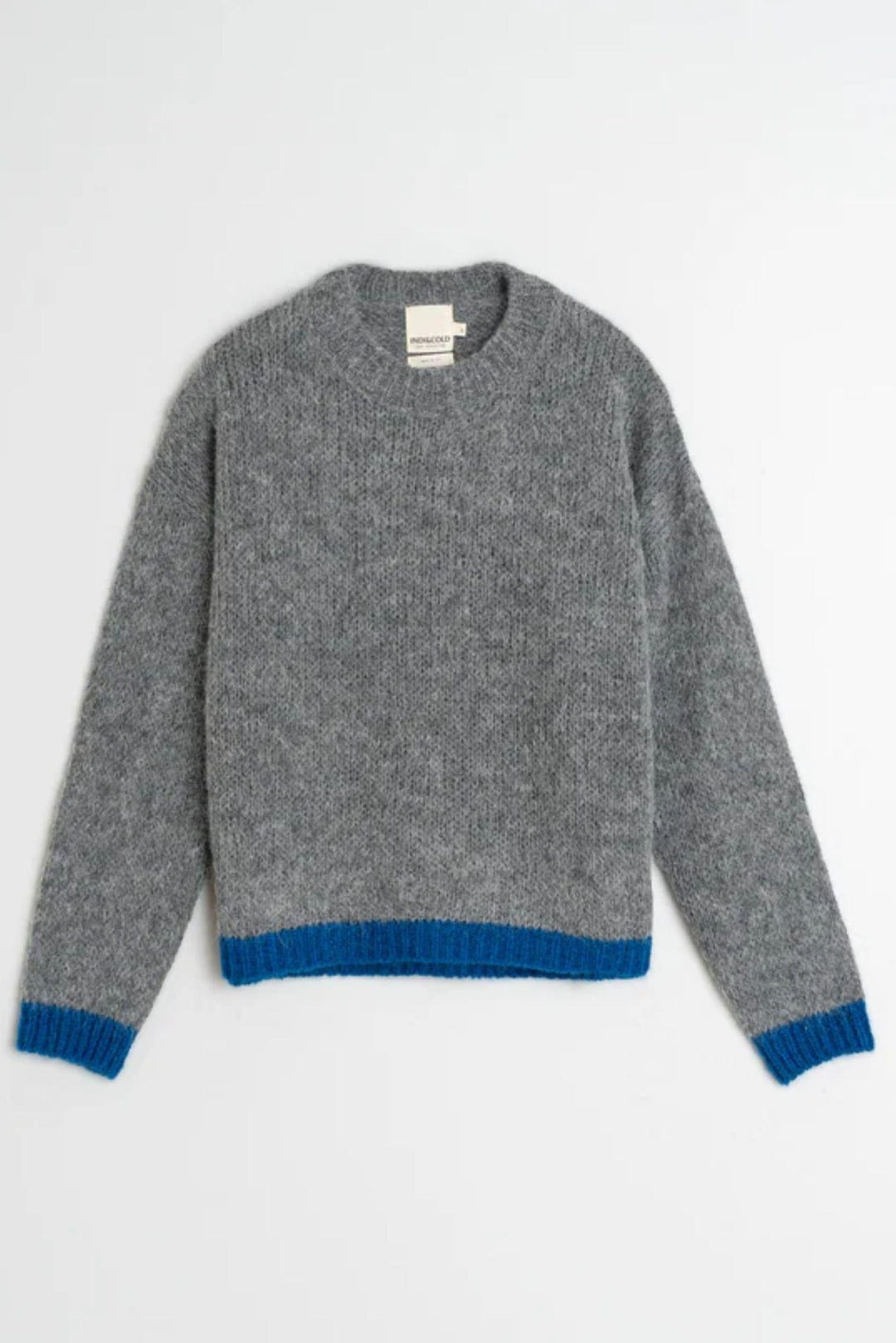 INDI AND COLD JUMPER XS / GREY BICOLOUR KNITTED SWEATER - EA555