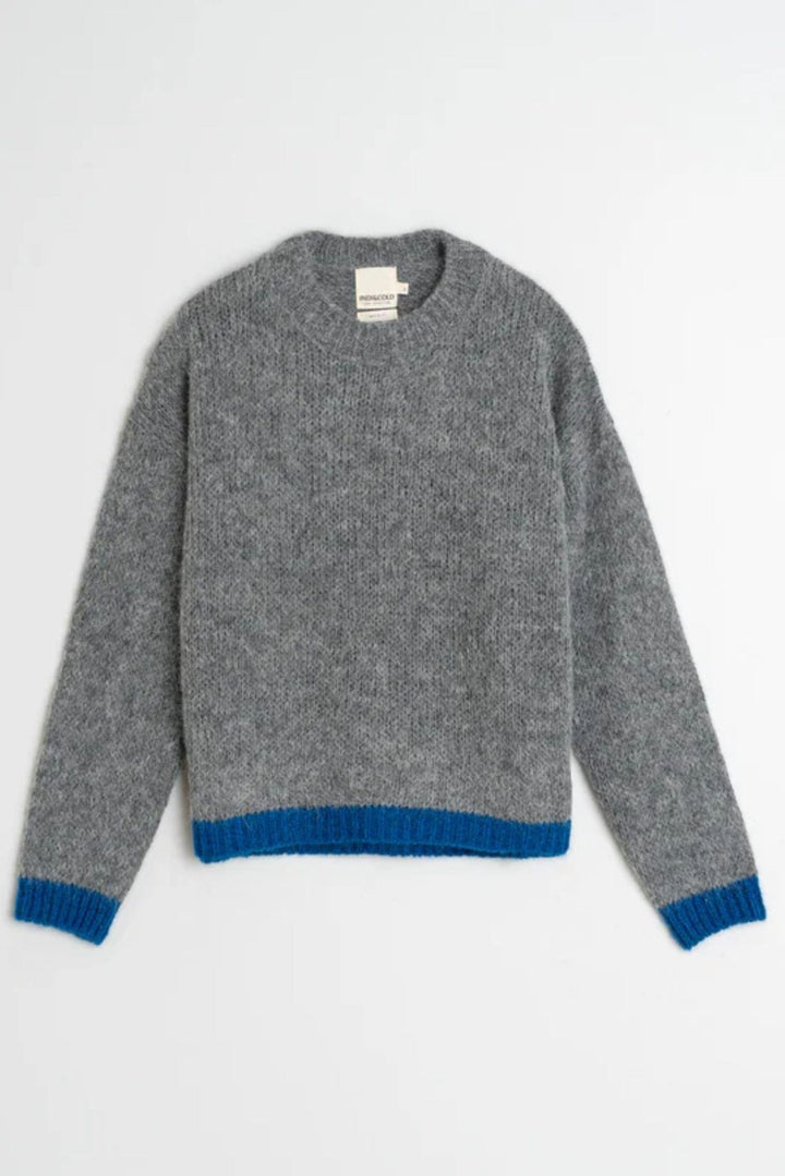 INDI AND COLD JUMPER XS / GREY BICOLOUR KNITTED SWEATER - EA555