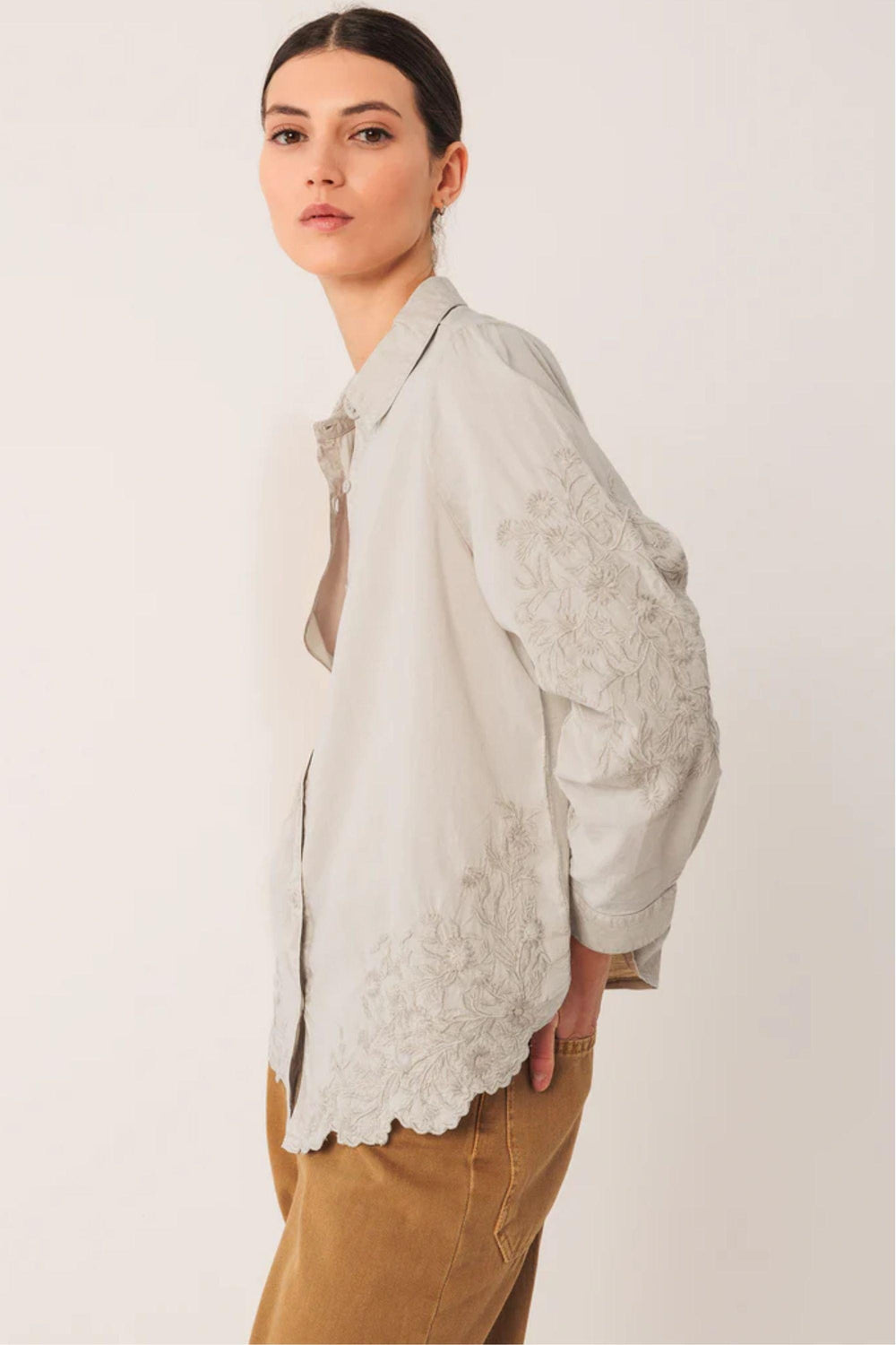 INDI AND COLD SHIRT EMBROIDERED VOILE SHIRT - AD385