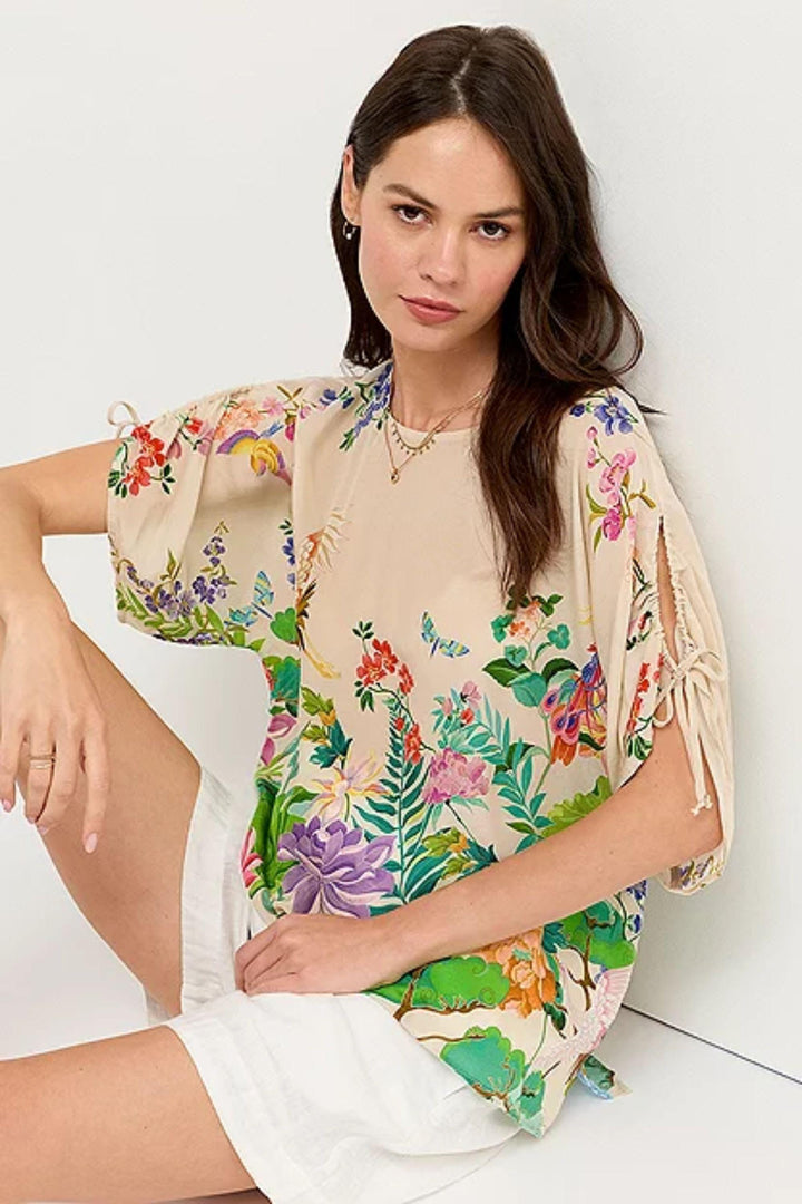 JOHNNY WAS BLOUSE BLUET DRAWCORD BLOUSE - C14626-5