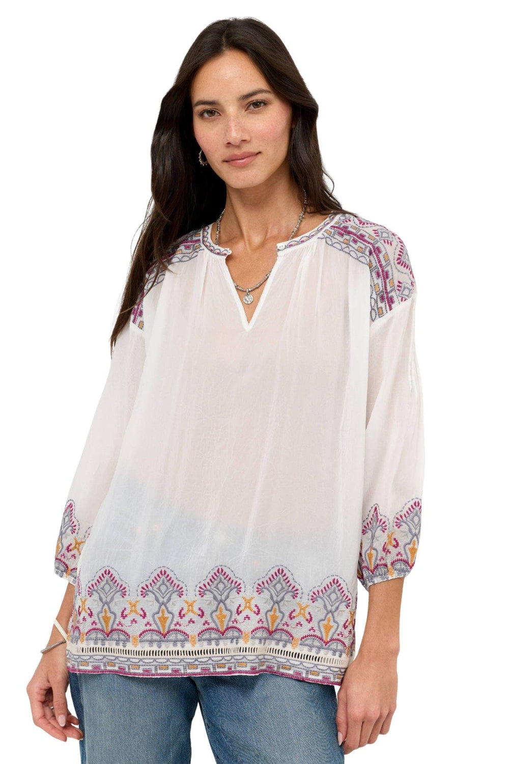 JOHNNY WAS BLOUSE NATURAL / XS MARGOT BLOUSE - C18026-4