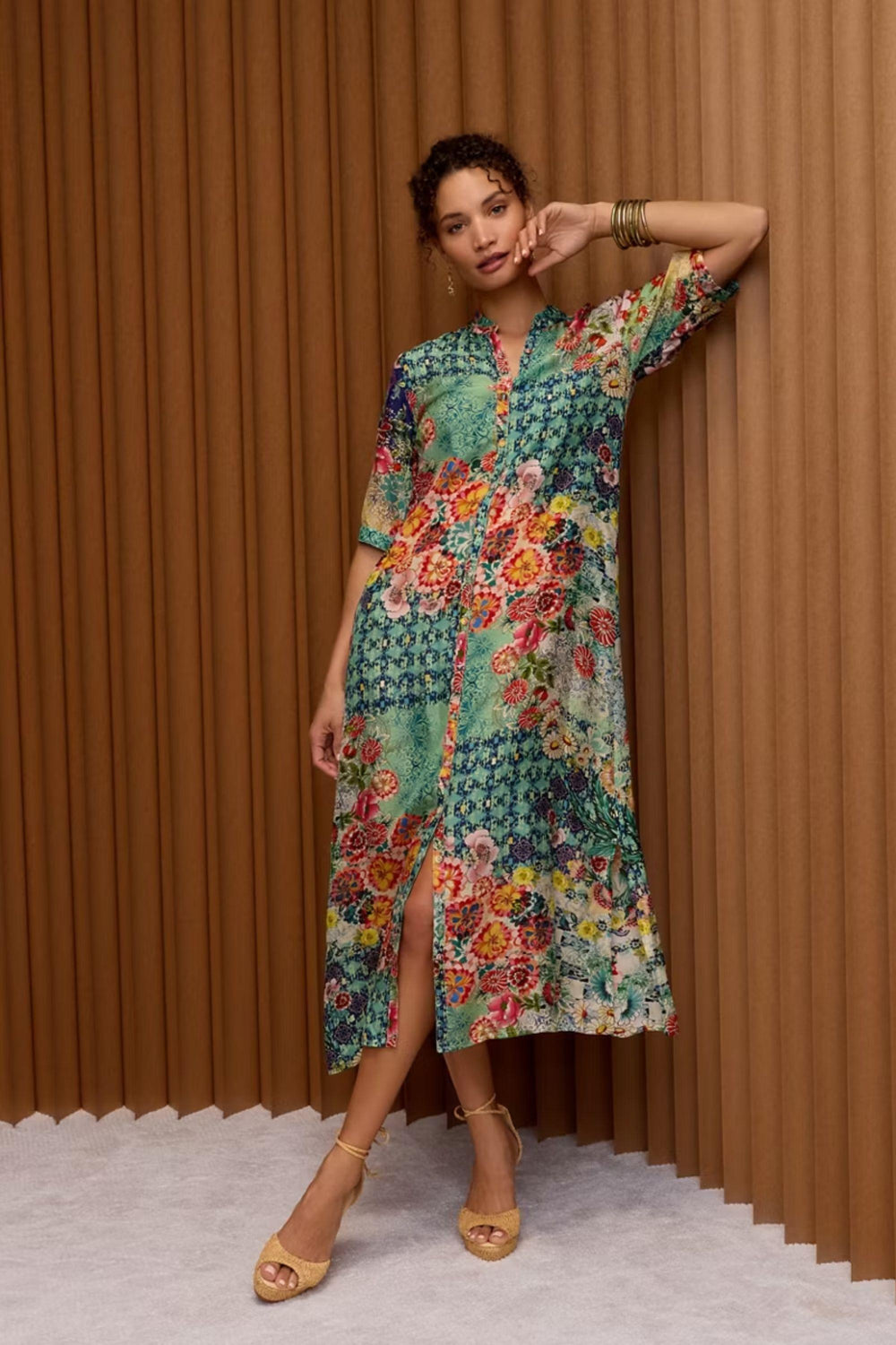 JOHNNY WAS DRESS MIDAXI SHIRT DRESS - C35626-6