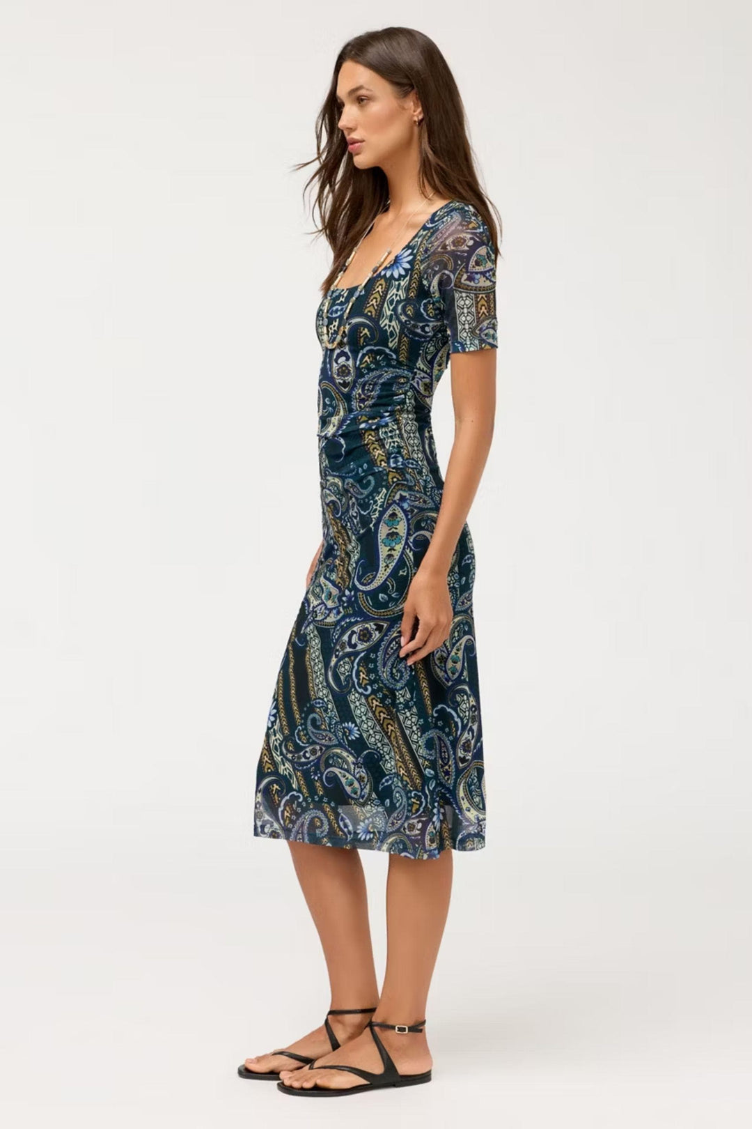 JOHNNY WAS DRESS SCOOP NECK MESH MIDI - T37726-7