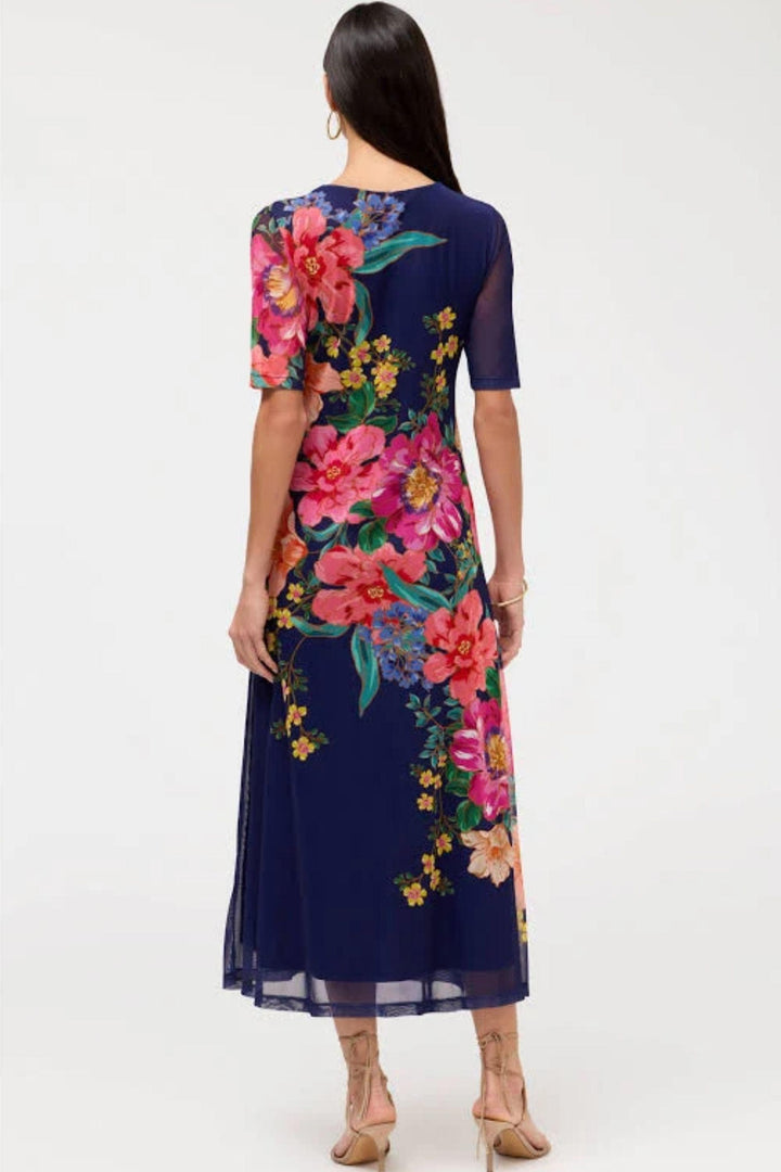 JOHNNY WAS DRESS V-NECK MESH MIDI DRESS