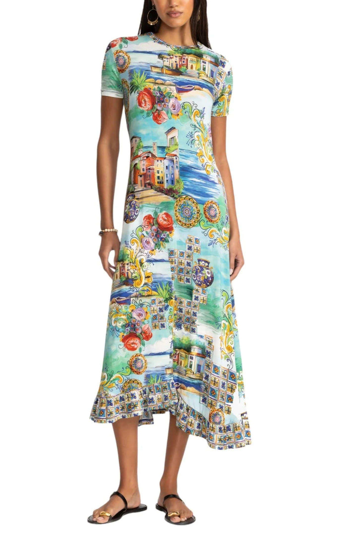 JOHNNY WAS DRESS XS / MULTI JANIE ASYMMETRIC HEM DRESS - T38725-5