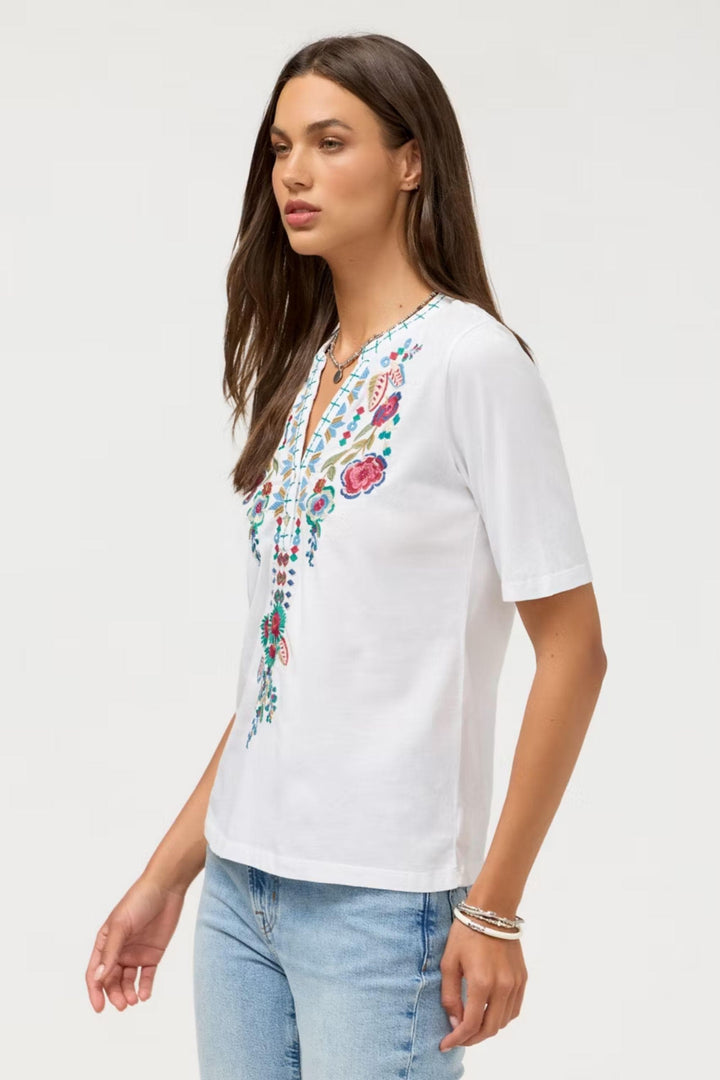 JOHNNY WAS TOP HENLEY KNIT TEE - J19426-7