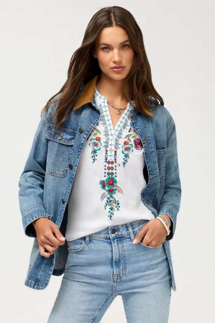 JOHNNY WAS TOP HENLEY KNIT TEE - J19426-7