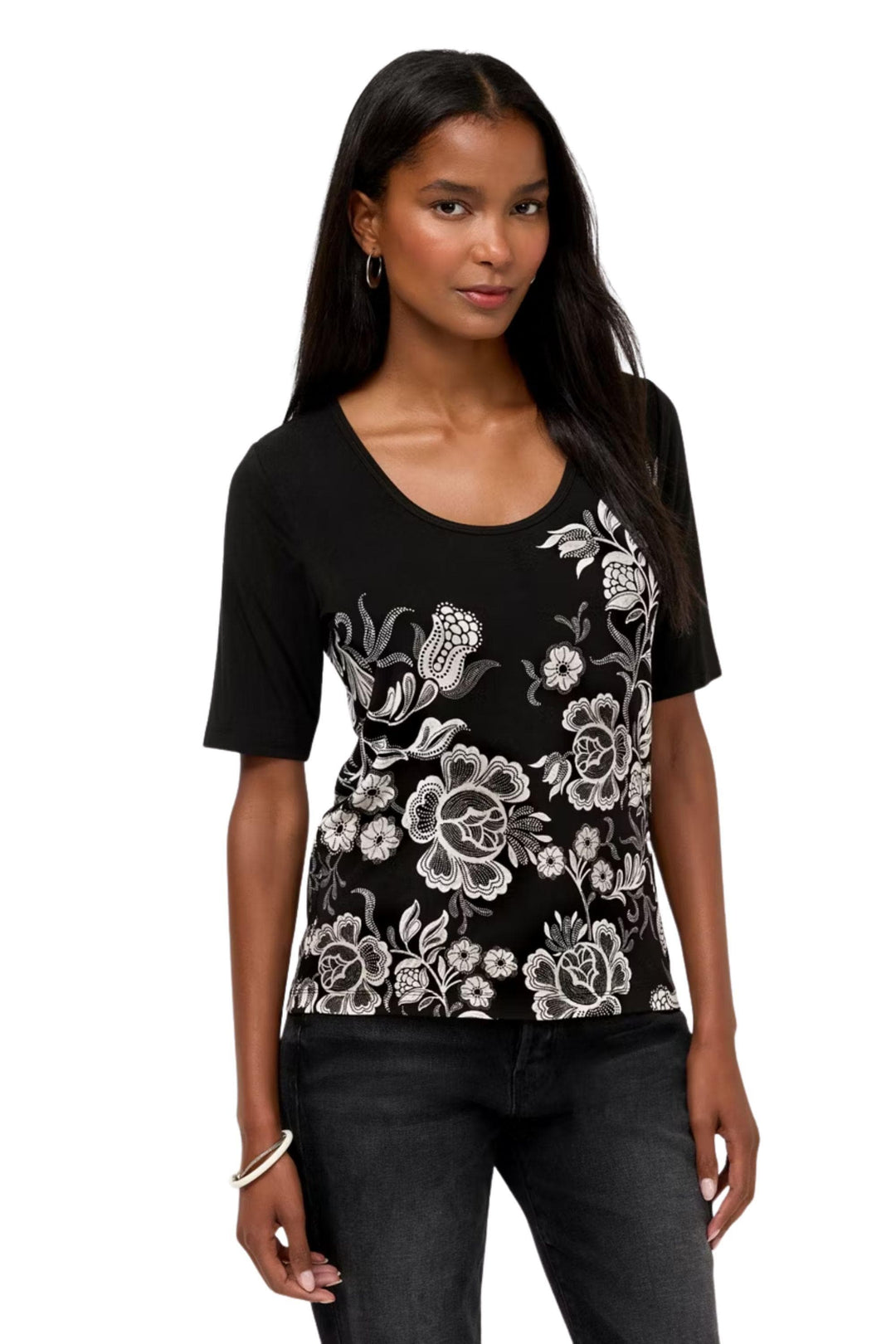 JOHNNY WAS TOP JANIE FITTED SCOOP TEE - T17426B-7