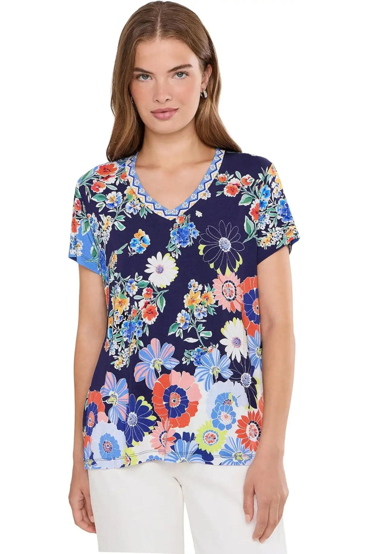 JOHNNY WAS TOP JANIE V-NECK TEE - T13726-5