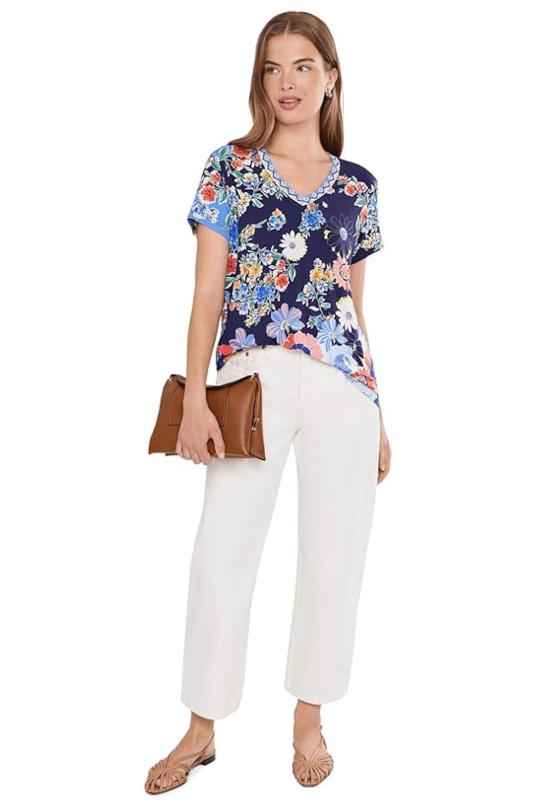 JOHNNY WAS TOP JANIE V-NECK TEE - T13726-5