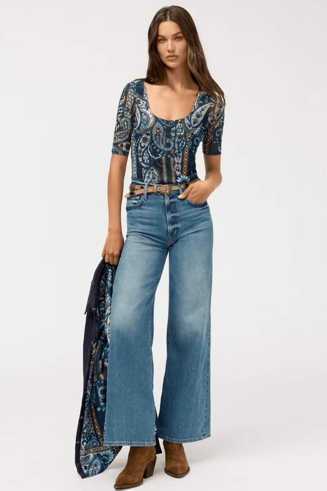 JOHNNY WAS TOP SCOOP NECK MESH TEE - T11926-7