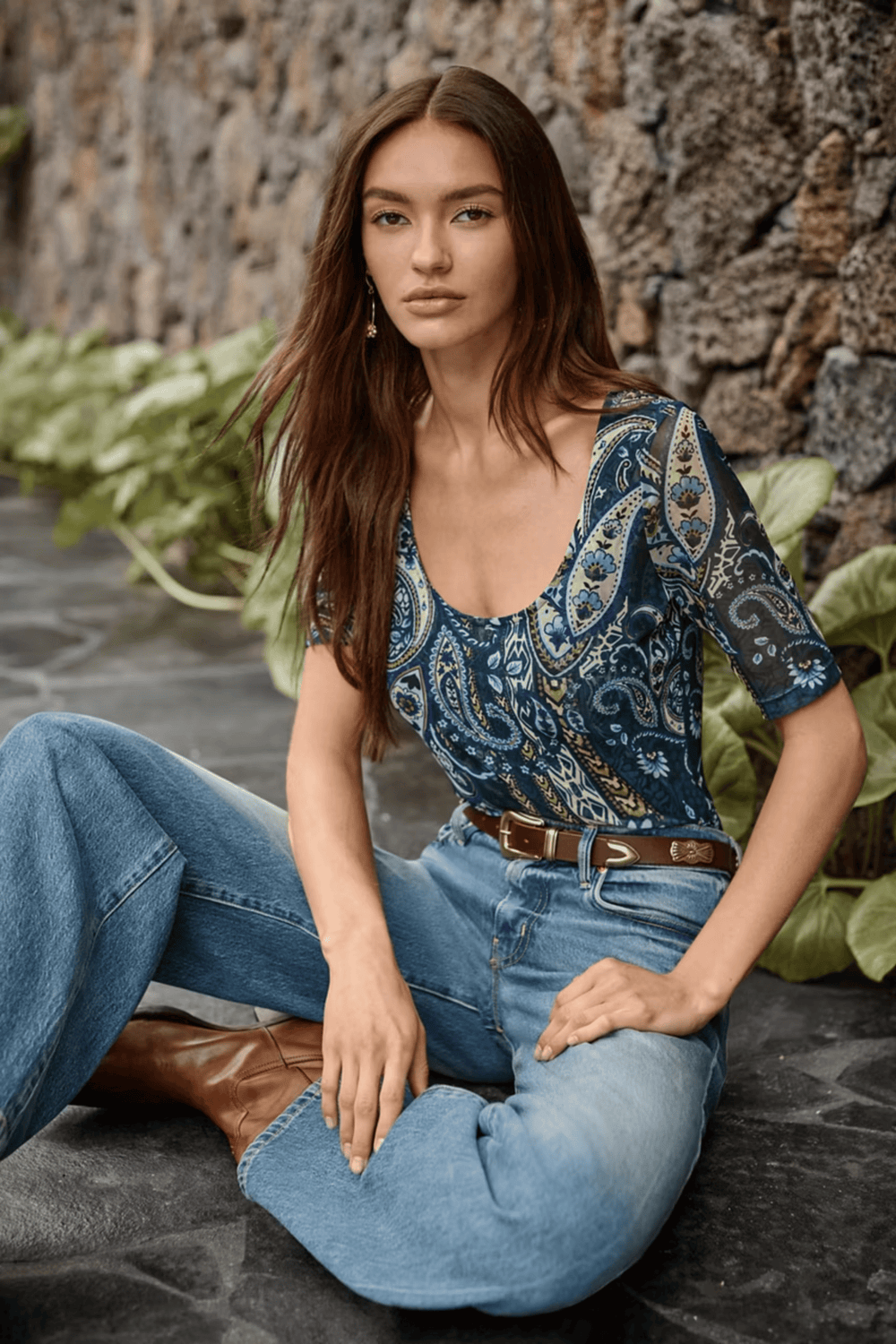 JOHNNY WAS TOP SCOOP NECK MESH TEE - T11926-7