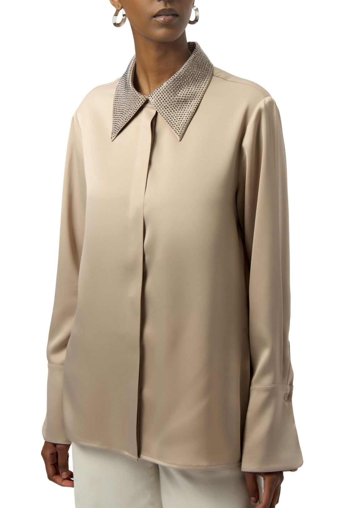 JOSEPH RIBKOFF BLOUSE EMBELLISHED SATIN SHIRT - 254926JR