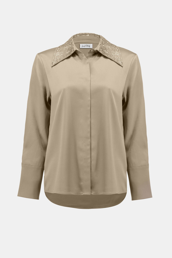 JOSEPH RIBKOFF BLOUSE EMBELLISHED SATIN SHIRT - 254926JR