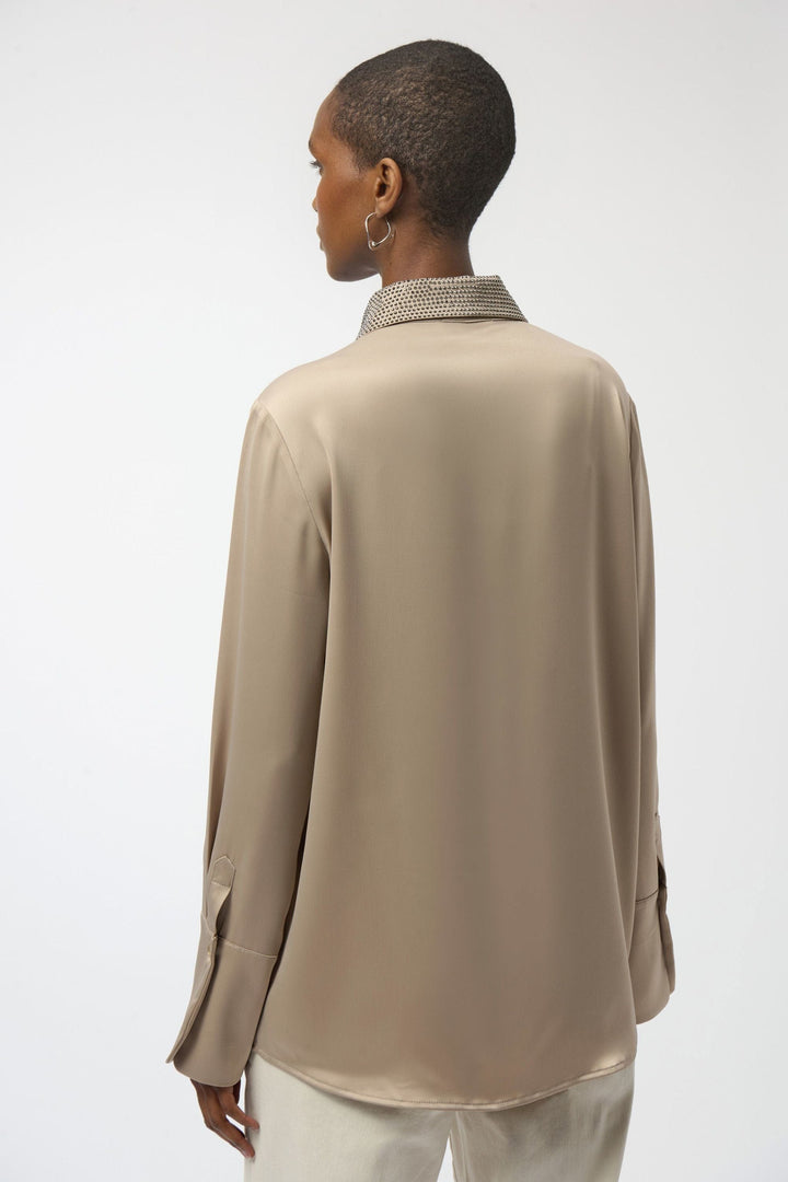 JOSEPH RIBKOFF BLOUSE EMBELLISHED SATIN SHIRT - 254926JR