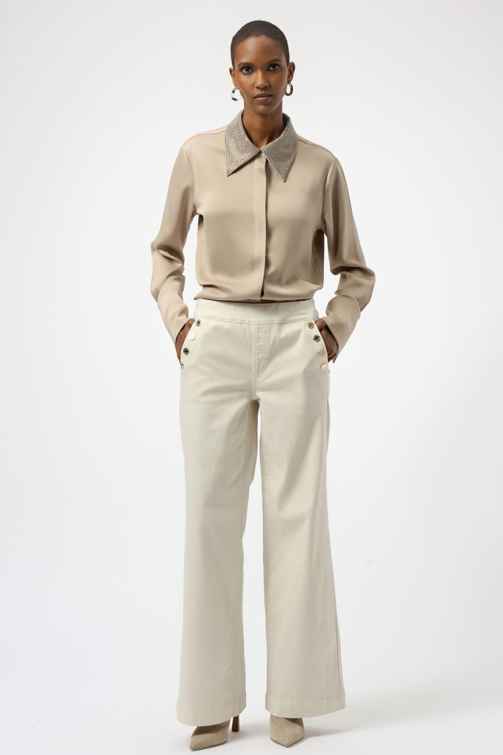 JOSEPH RIBKOFF BLOUSE EMBELLISHED SATIN SHIRT - 254926JR