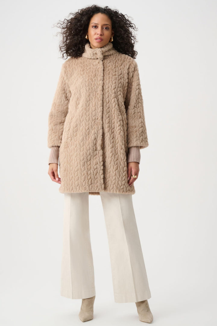 JOSEPH RIBKOFF JACKET FAUX FUR MOCK NECK COAT - 263915JR