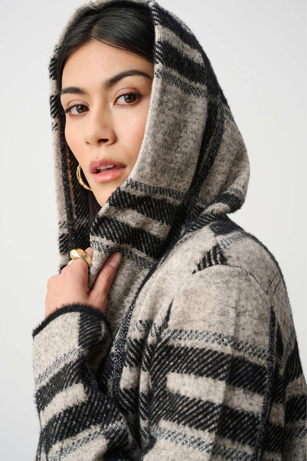 JOSEPH RIBKOFF JACKET PLAID HOODED JACKET - 263953JR