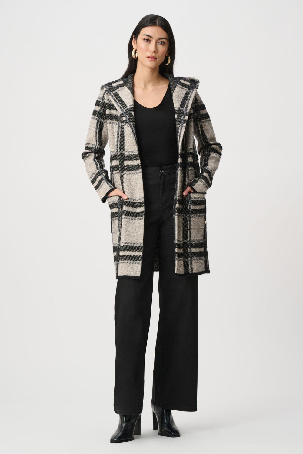 JOSEPH RIBKOFF JACKET PLAID HOODED JACKET - 263953JR