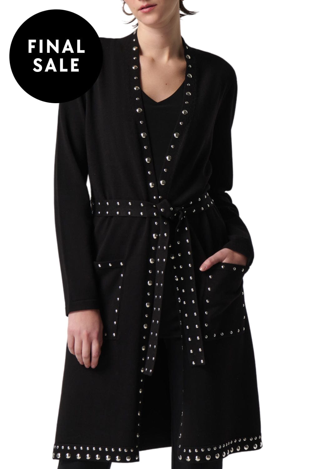 JOSEPH RIBKOFF JACKET XS / BLACK KNITTED JACKET - 234919JR