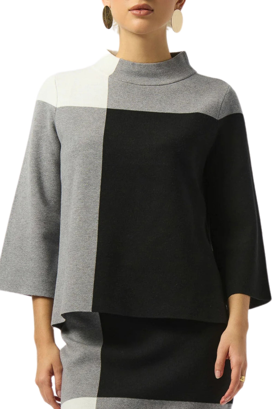 JOSEPH RIBKOFF JUMPER BLACK-GREY / XS COLOUR BLOCK PULLOVER - 253907JR