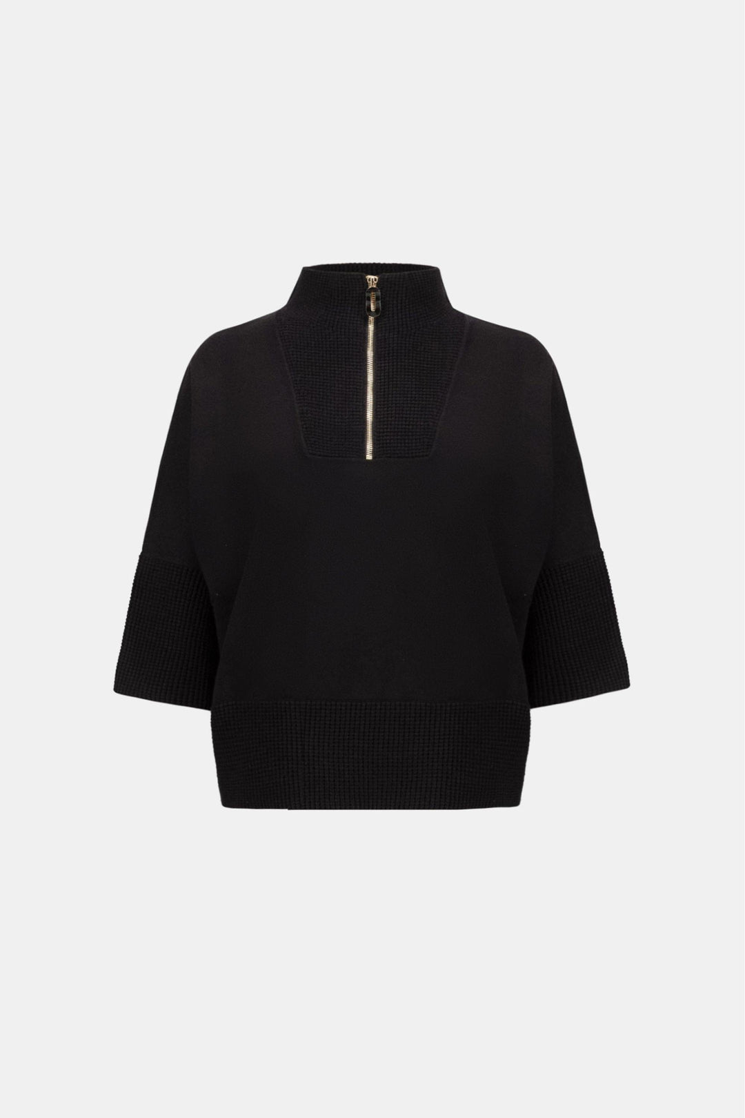 JOSEPH RIBKOFF JUMPER XS / BLACK FUNNEL NECK SWEATER - 263937JR