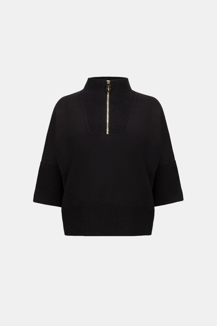 JOSEPH RIBKOFF JUMPER XS / BLACK FUNNEL NECK SWEATER - 263937JR