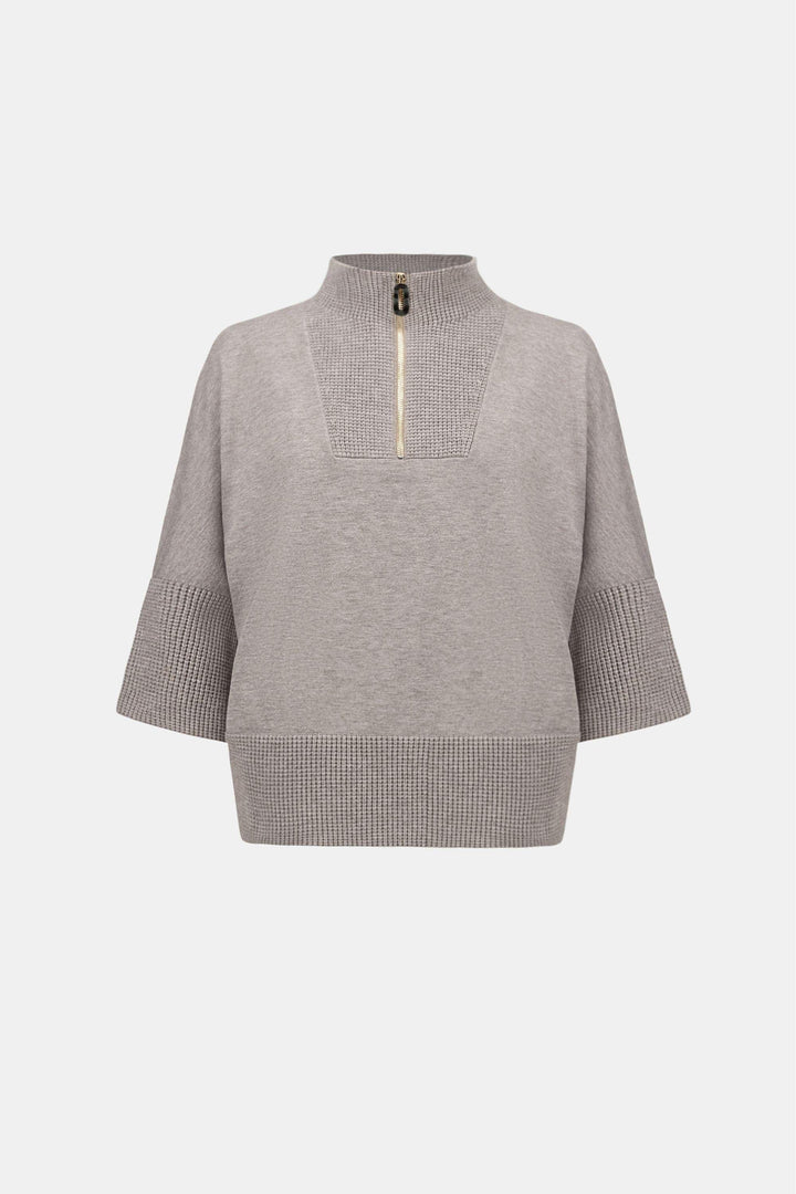 JOSEPH RIBKOFF JUMPER XS / TAUPE FUNNEL NECK SWEATER - 263937JR