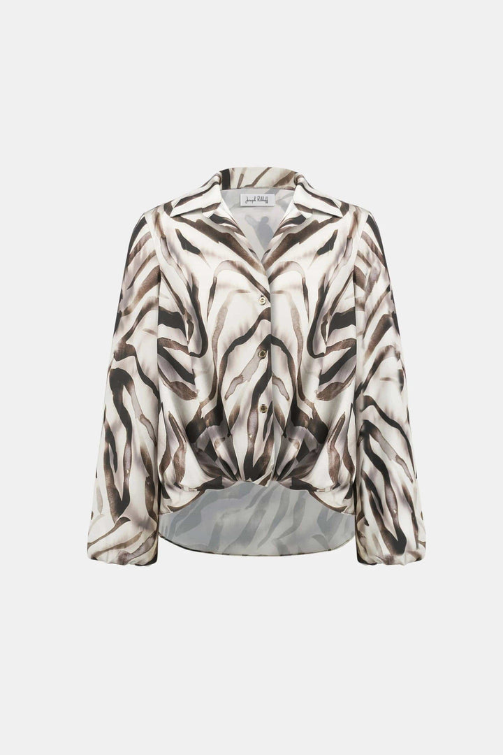 JOSEPH RIBKOFF SHIRT SATIN ANIMAL PRINT TOP - 263057JR