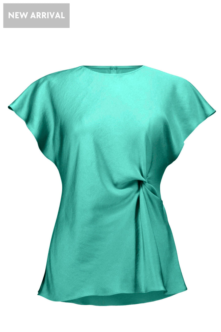 JOSEPH RIBKOFF TOP 6 / SEAFOAM SATIN TWIST FRONT TOP - 261149JR