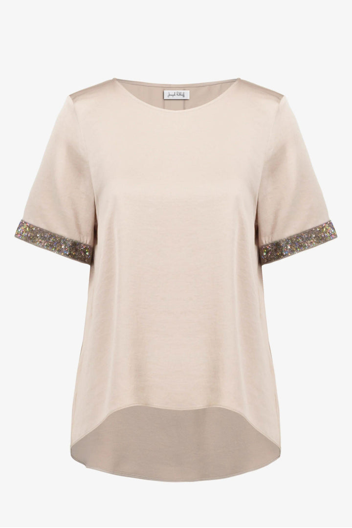 JOSEPH RIBKOFF TOP SATIN WITH RHINESTONE DETAIL TOP - 261116JR