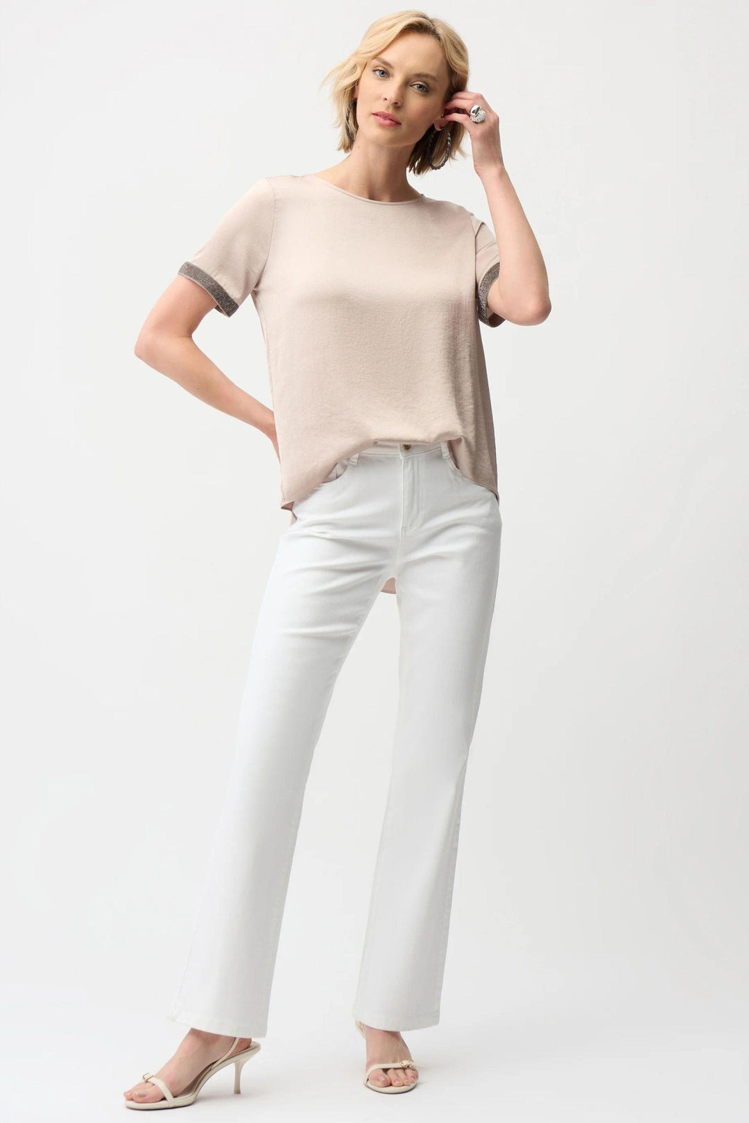 JOSEPH RIBKOFF TOP SATIN WITH RHINESTONE DETAIL TOP - 261116JR