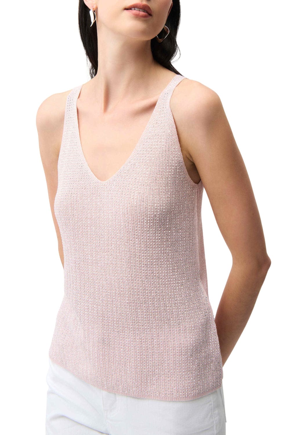 JOSEPH RIBKOFF TOP XS / PINK METALLIC KNIT CAMI - 252915S26JR