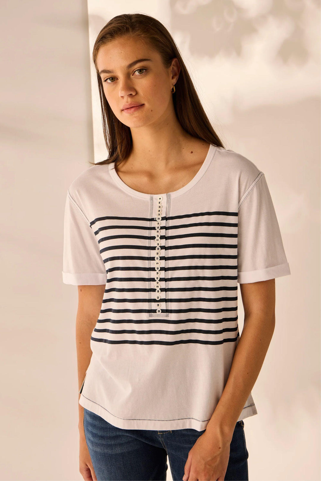 LANIA TOP XS / INK PEARL STRIPE TOP - LA3804S