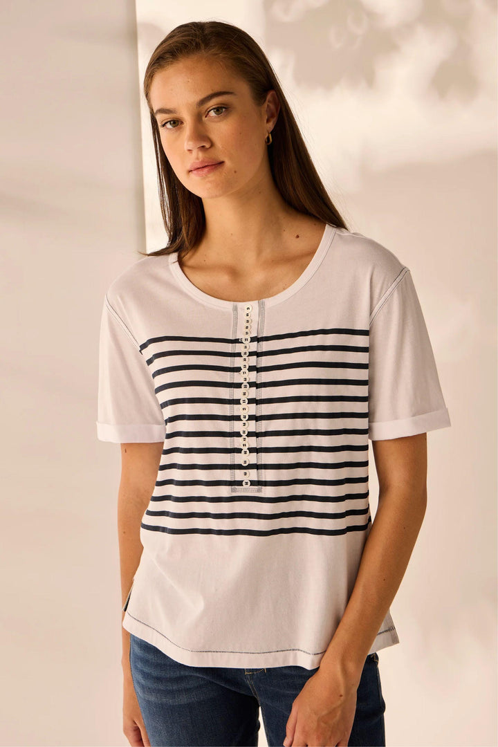 LANIA TOP XS / INK PEARL STRIPE TOP - LA3804S