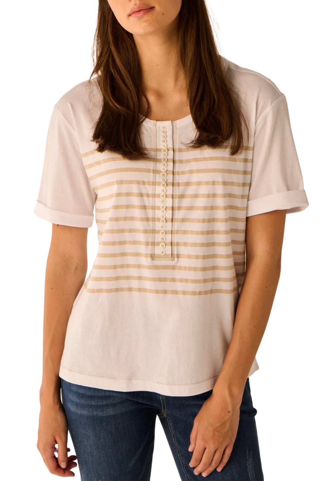 LANIA TOP XS / NATURAL PEARL STRIPE TOP - LA3804S