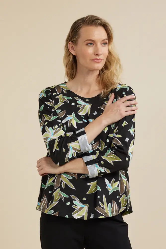 LEAF CRYSTAL PRINT TEE - YT24W7481 TOP