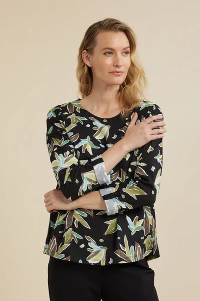 LEAF CRYSTAL PRINT TEE - YT24W7481 TOP