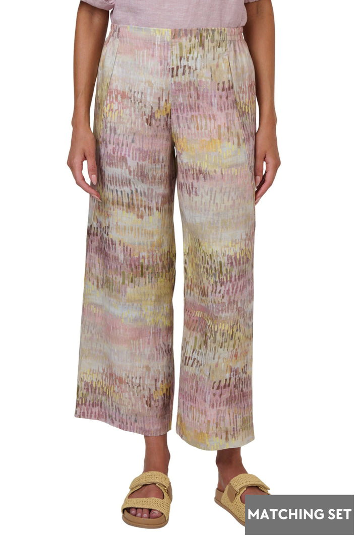 LINEN PANTS - GA398 - PINK-MULTI / XS - PANTS