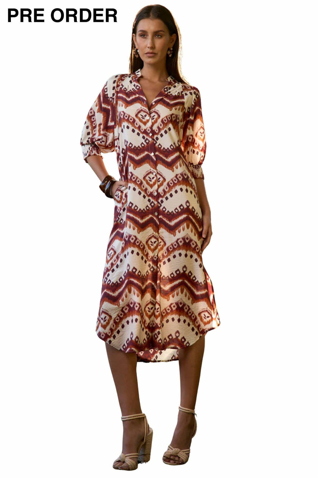 LOOBIES STORY DRESS 8 / TAN ZAHLEE SHIRT DRESS - LS3402