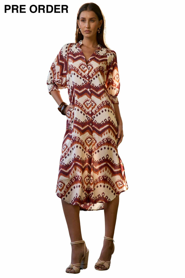LOOBIES STORY DRESS 8 / TAN ZAHLEE SHIRT DRESS - LS3402