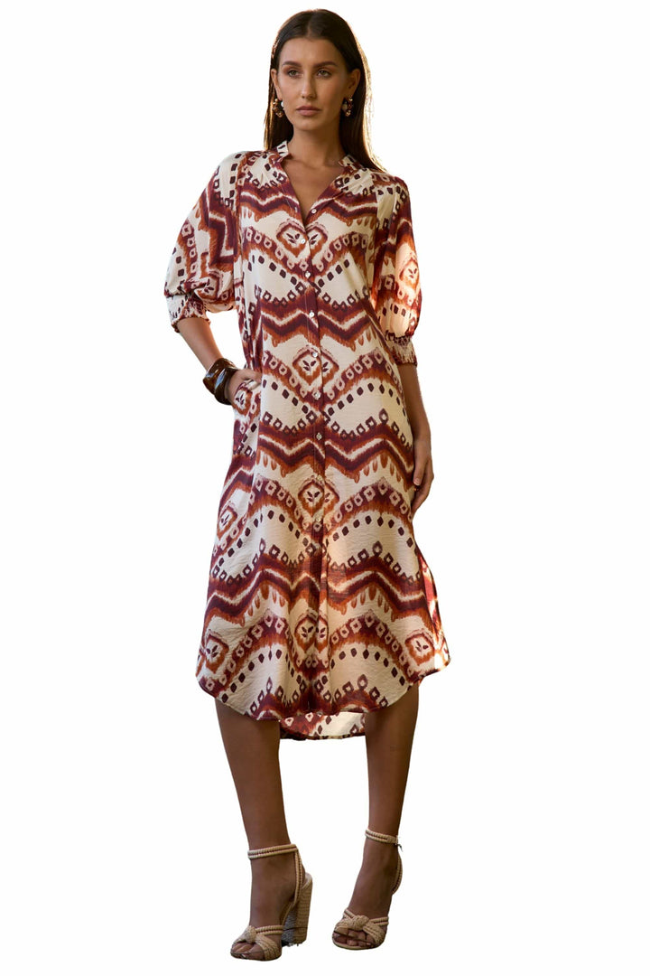 LOOBIES STORY DRESS 8 / TAN ZAHLEE SHIRT DRESS - LS3402
