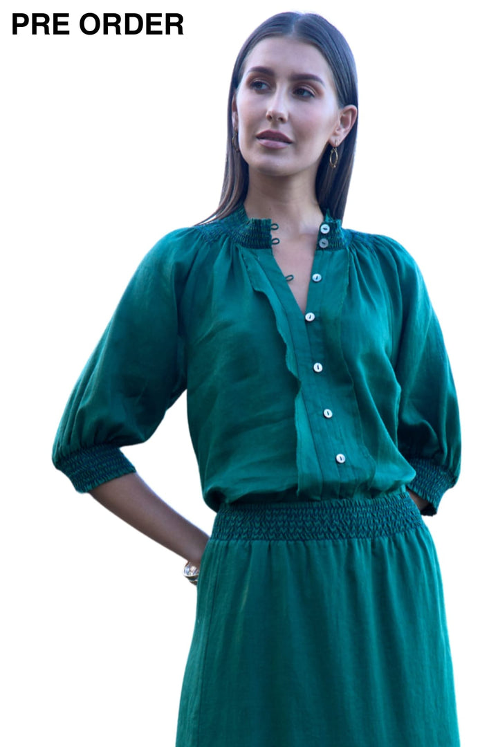 LOOBIES STORY SHIRT 8 / GREEN WATERLILY SHIRT - LS3463