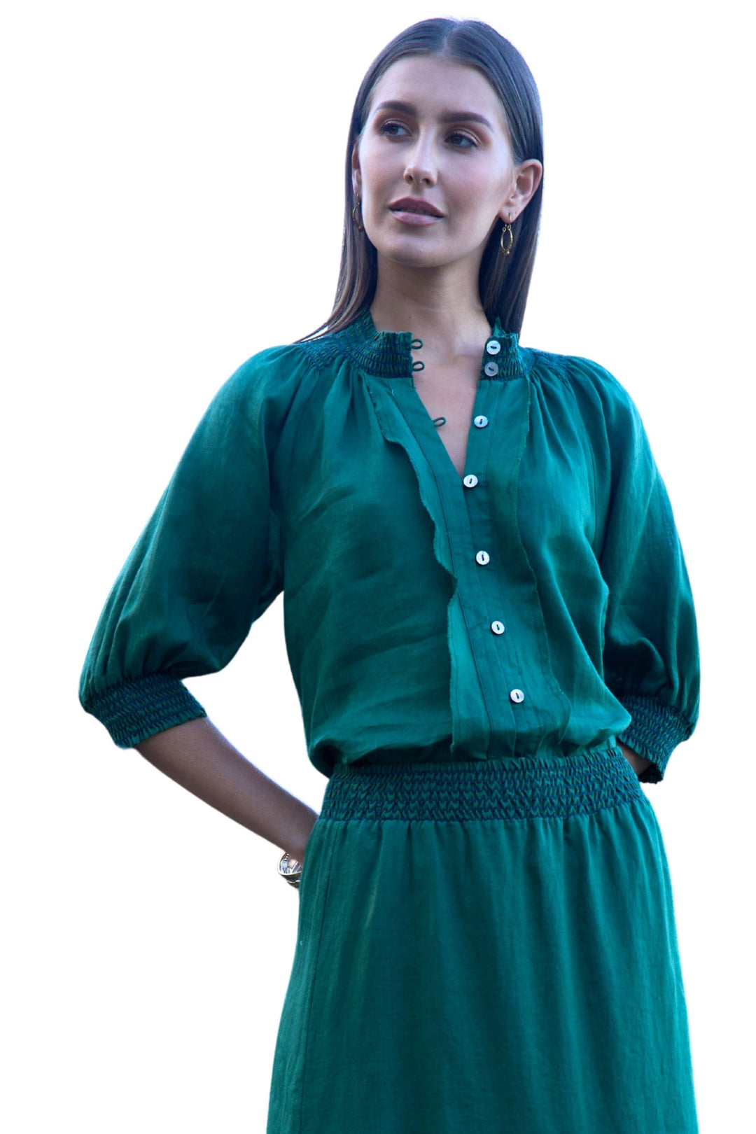 LOOBIES STORY SHIRT 8 / GREEN WATERLILY SHIRT - LS3463