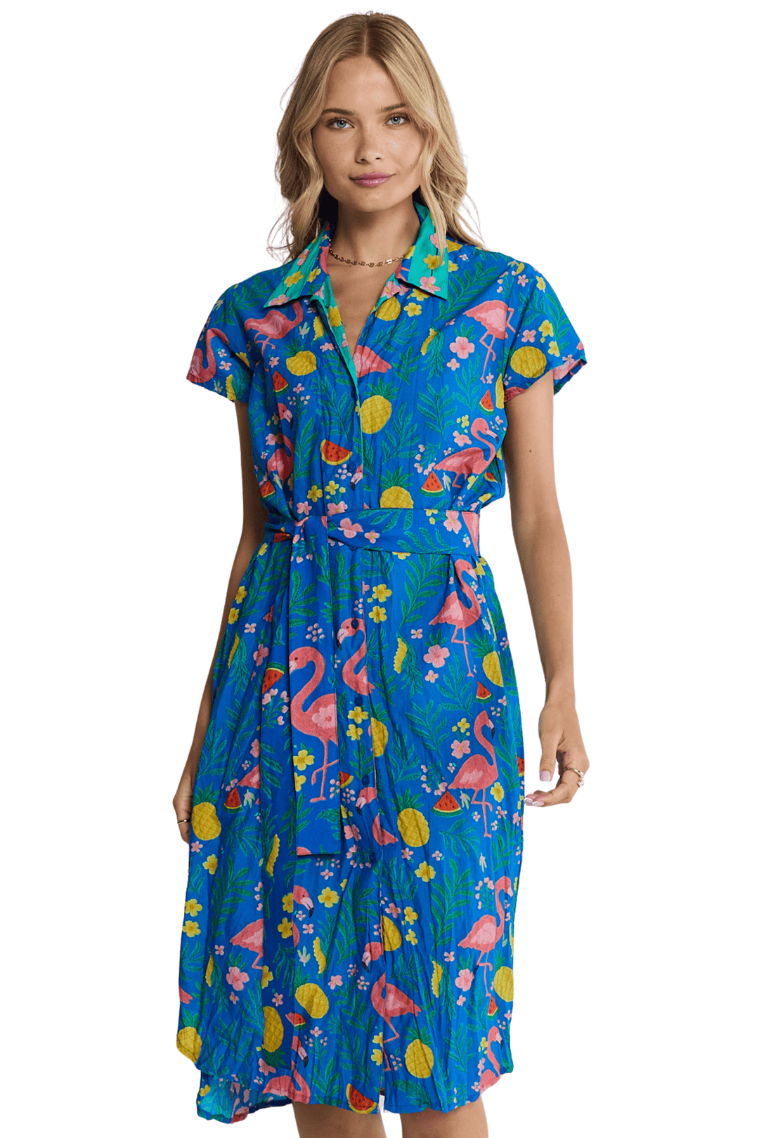 LULA LIFE DRESS FLAMINGO SHIRTDRESS
