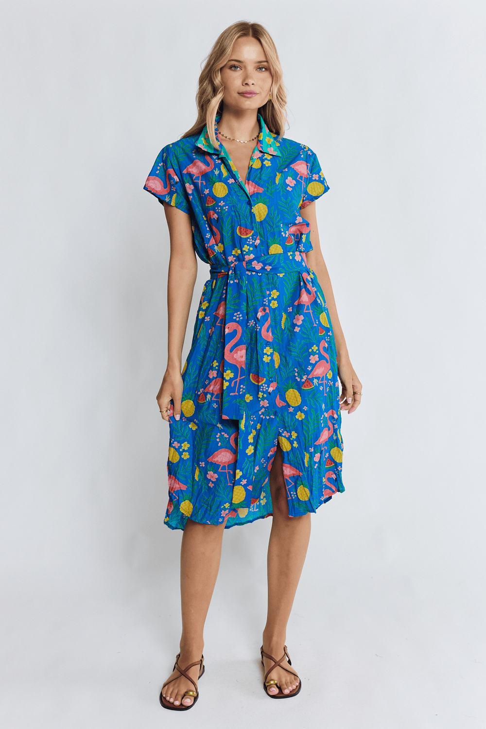 LULA LIFE DRESS FLAMINGO SHIRTDRESS