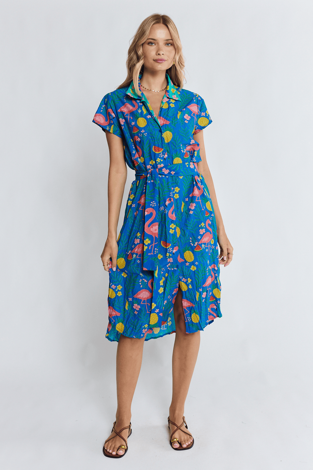 LULA LIFE DRESS FLAMINGO SHIRTDRESS