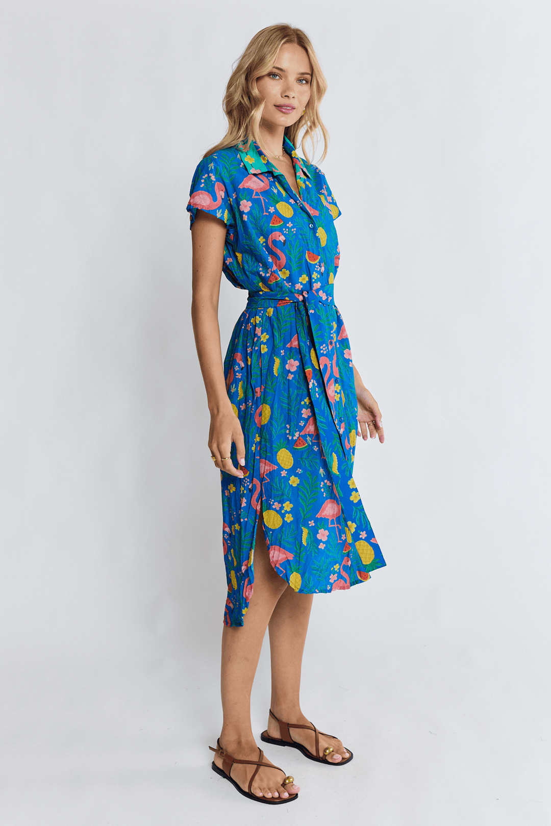 LULA LIFE DRESS FLAMINGO SHIRTDRESS