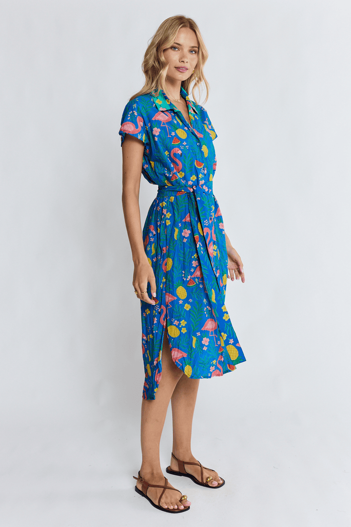 LULA LIFE DRESS FLAMINGO SHIRTDRESS